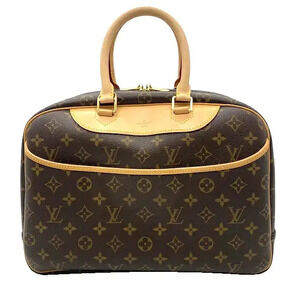 Louis Vuitton Deauville Monogram Tote Bag Boston Canvas Leather Black Brown